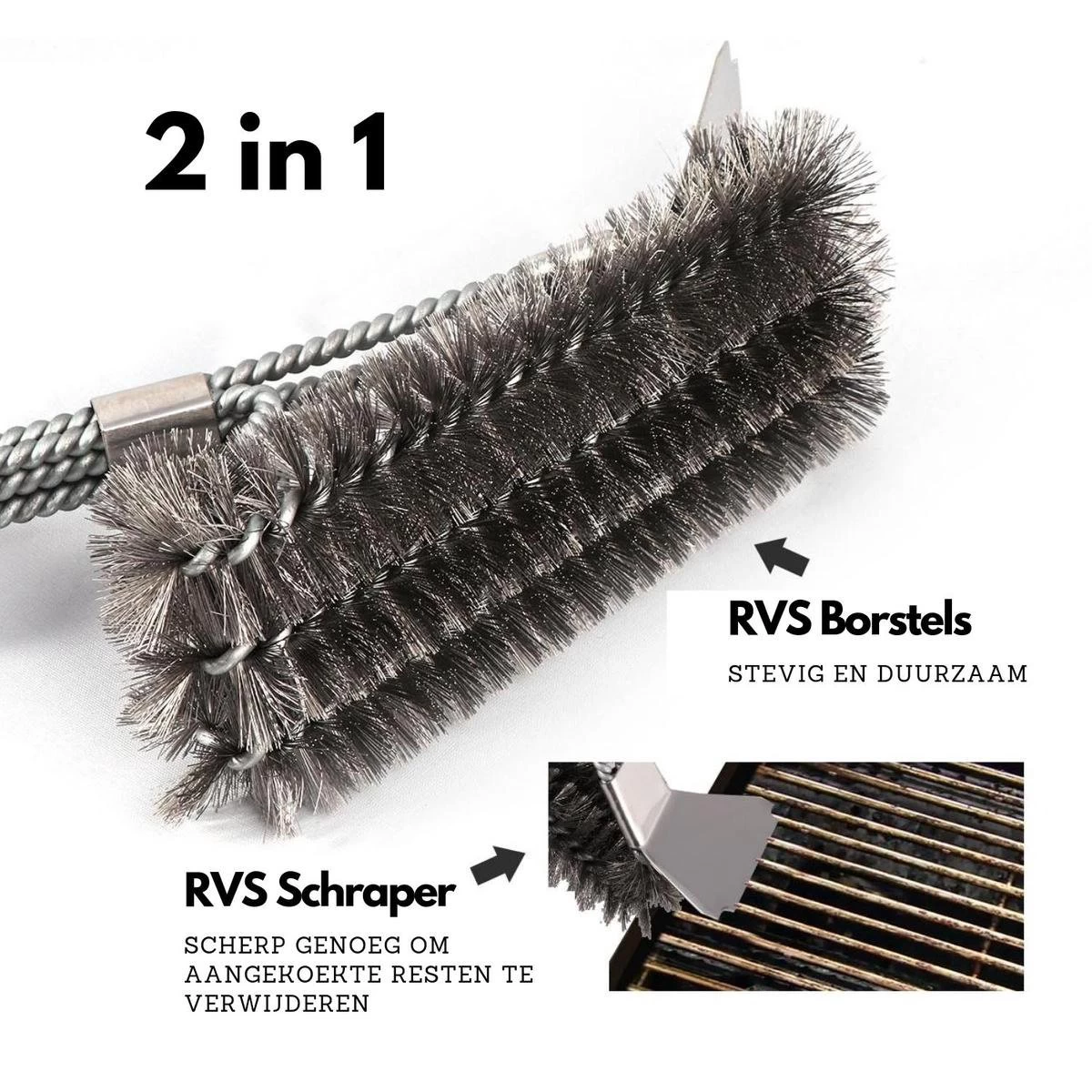 Gohh Brosse Pour Barbecue Avec Grattoir - Brosse De Nettoyage - Grattoir Pour Barbecue Avec Sac De Rangement Pratique 2 En 1 – Image 4