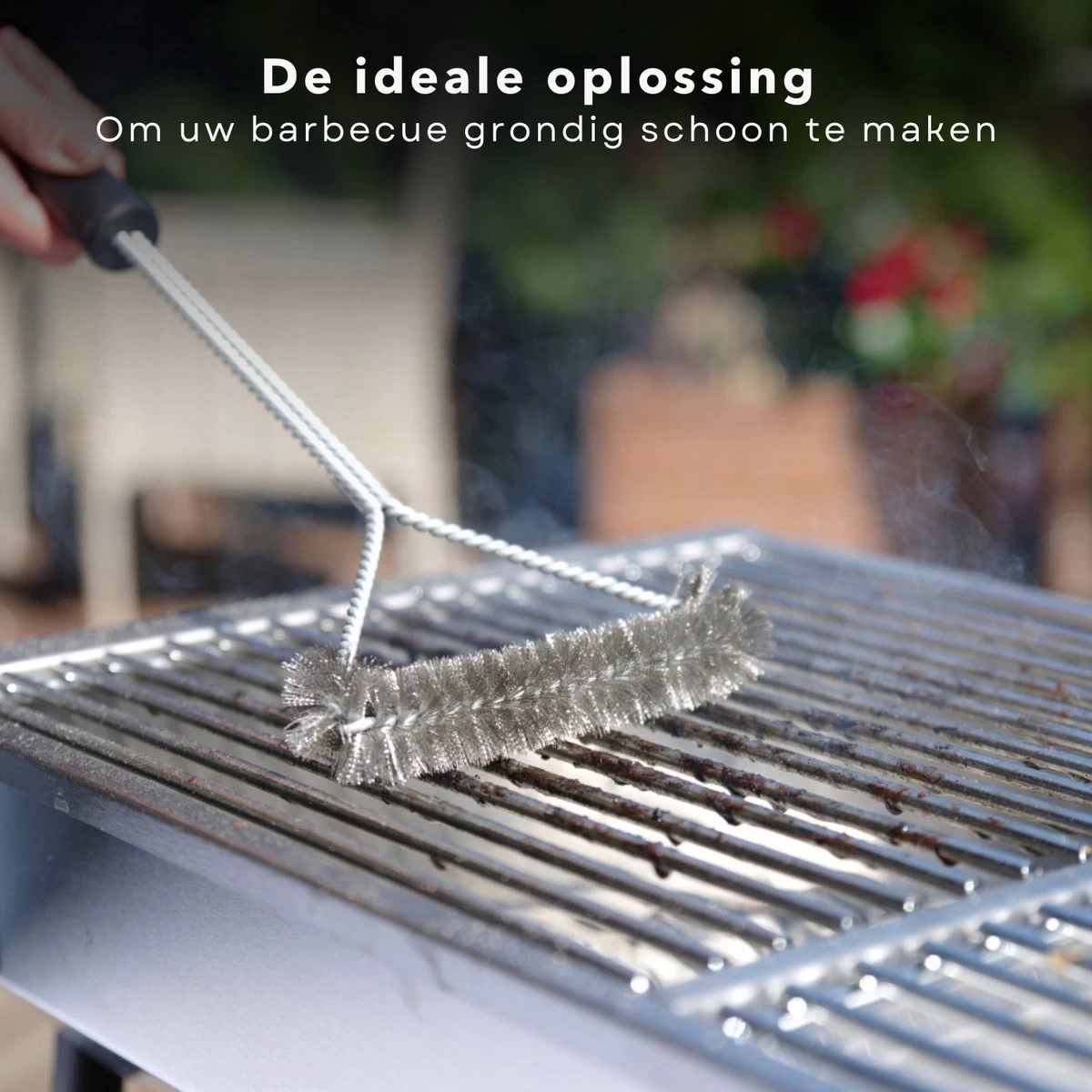 Cheqo® BBQ Brush - Brosse De Nettoyage Barbecue - Brosse De Nettoyage Grille - Brosse En Acier - Fil D'Acier Tressé - Manche Robuste - 31x16cm – Image 5