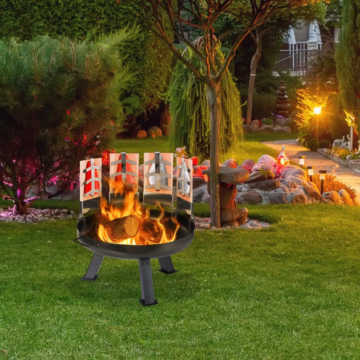 Relaxdays Smoker Board Bbq Saumon - Lot De 4 - Planche Finlandaise - Bois De Cèdre - Planche De Saumon - Nature – Image 5