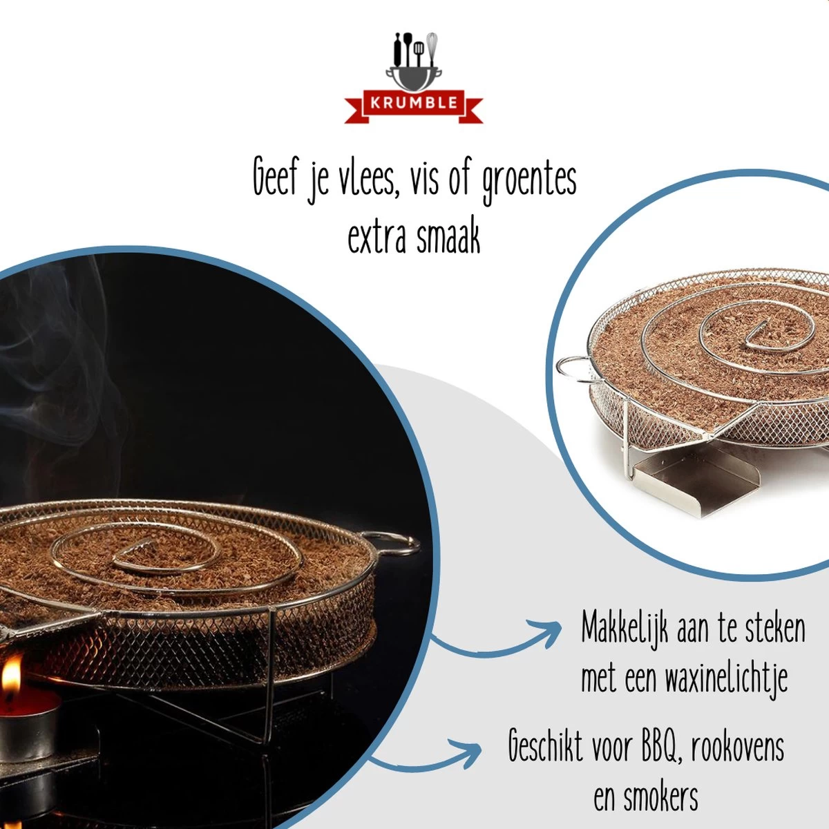 Krumble Smoker Box Round ø20cm Boîte à Fumée Ronde Pour Le Fumage à Froid De La Viande, Du Poisson, Du Fromage Ou D'autres Aliments Dans Le Barbecue Ou Le Fumoir - Acier Inoxydable – Image 5