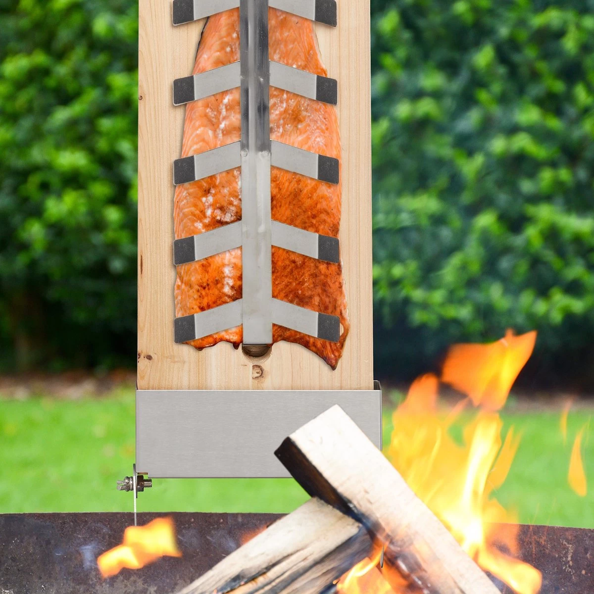 Relaxdays Planche Fumoir Saumon - Lot De 2 - XL - Bois De Cèdre - Planche Saumon - Barbecue - Nature – Image 3