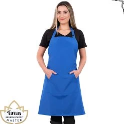 Tablier De Cuisine Pedra Master 60x80 Cm Blauw Tablier De Cuisine Avec Poches Tablier De Service De Restauration Pour Dames Tablier De Restaurant Pour Femme