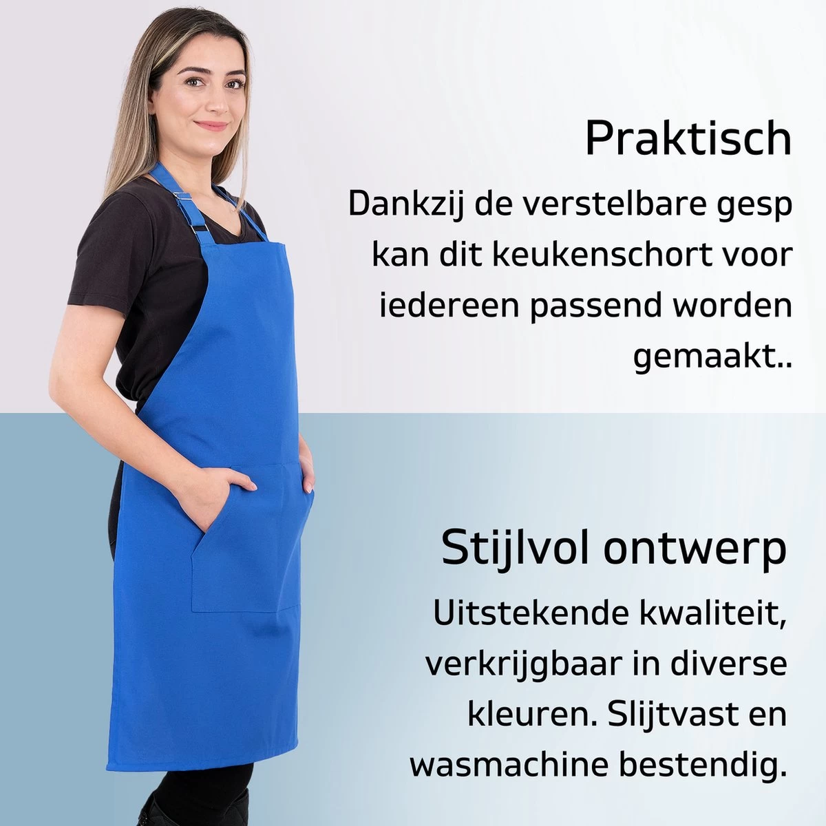 Tablier De Cuisine Pedra Master 60x80 Cm Blauw Tablier De Cuisine Avec Poches Tablier De Service De Restauration Pour Dames Tablier De Restaurant Pour Femme – Image 4