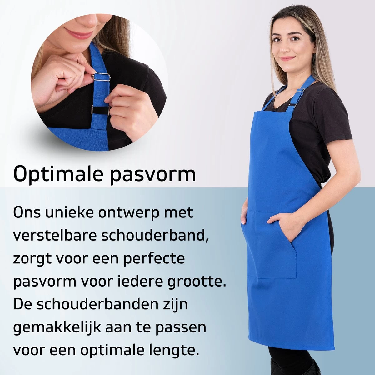 Tablier De Cuisine Pedra Master 60x80 Cm Blauw Tablier De Cuisine Avec Poches Tablier De Service De Restauration Pour Dames Tablier De Restaurant Pour Femme – Image 5