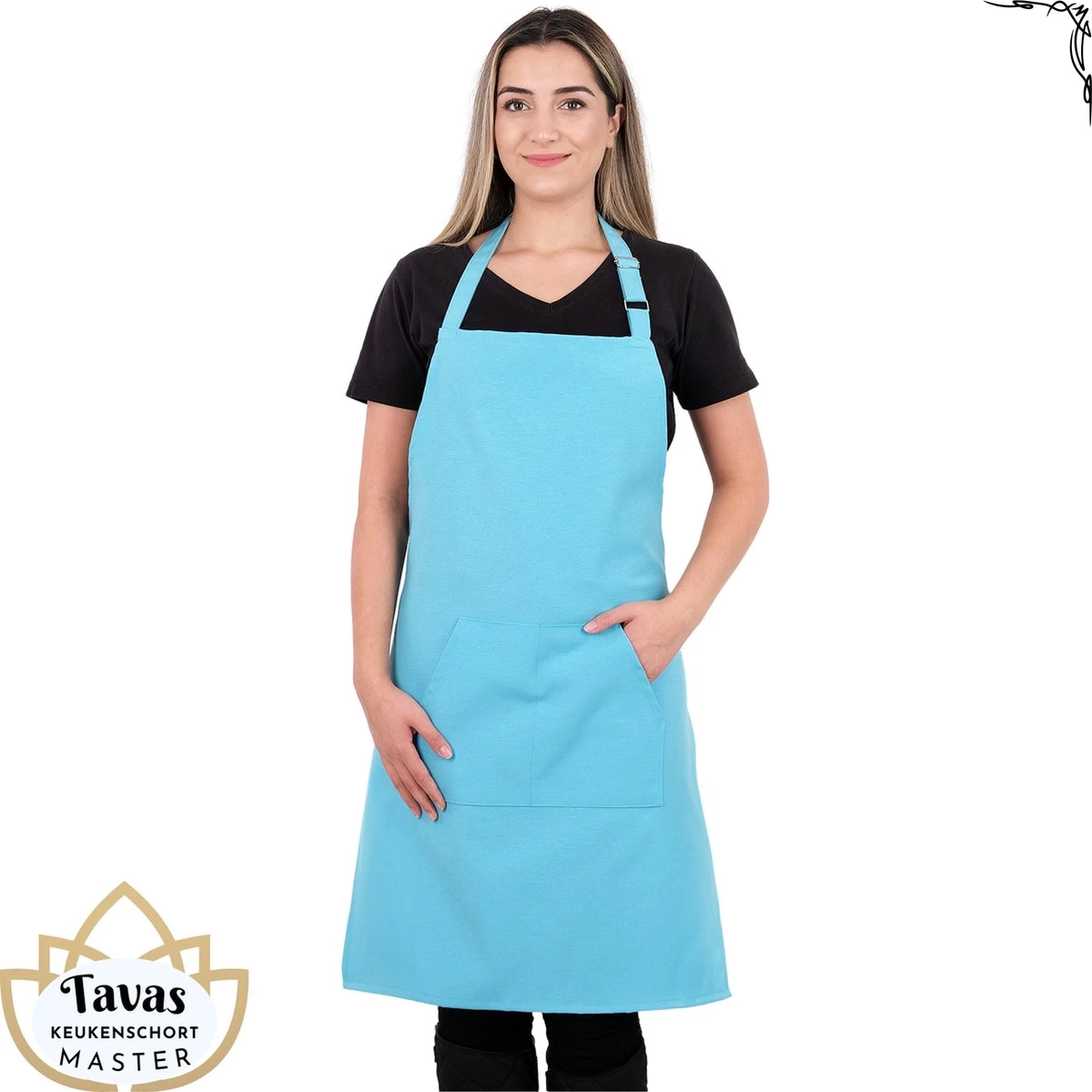 Tablier De Cuisine Pedra Master 60x80 Cm Turquoise Tablier De Cuisine Avec Poches Tablier De Service De Restauration Pour Dames Tablier De Restaurant Pour Femme
