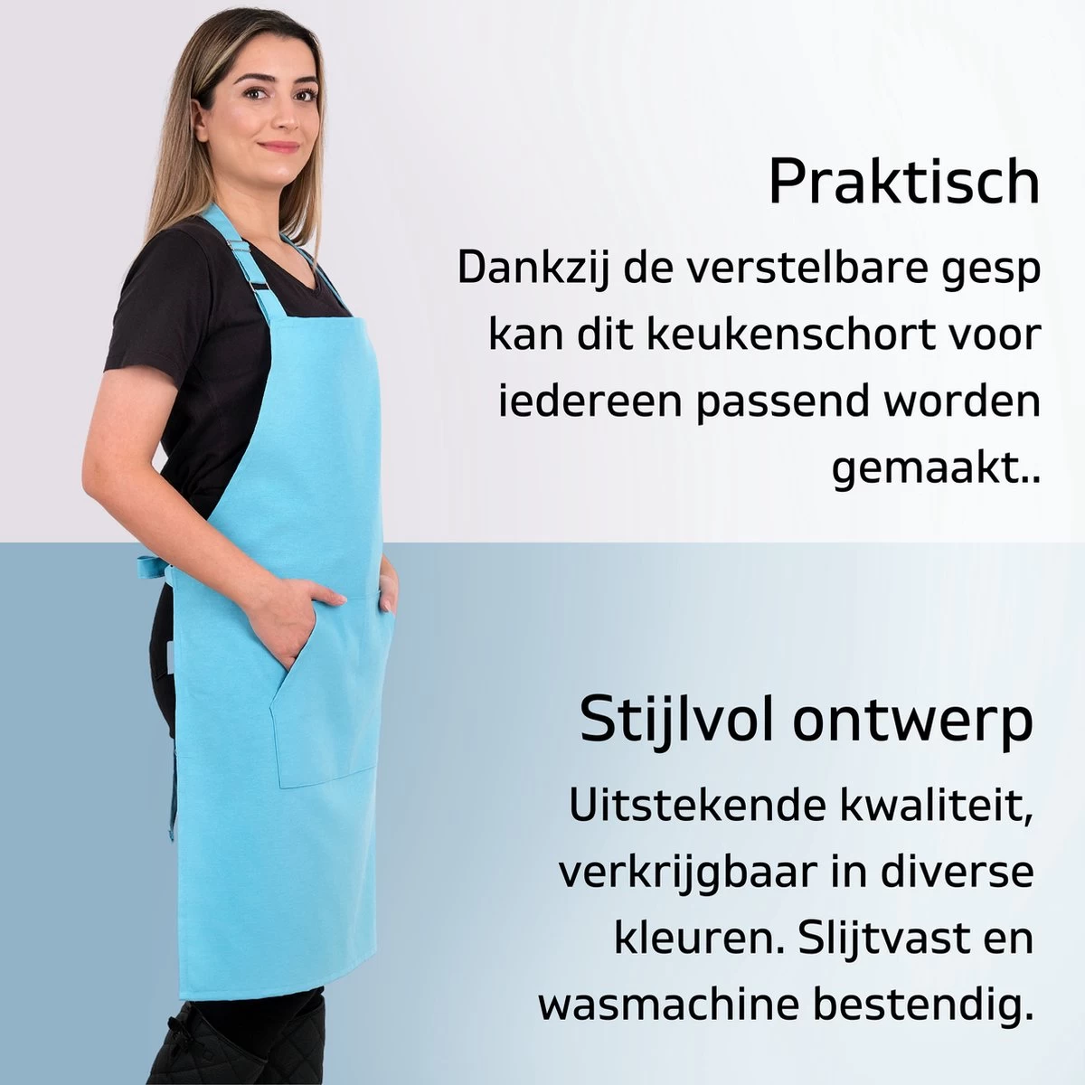 Tablier De Cuisine Pedra Master 60x80 Cm Turquoise Tablier De Cuisine Avec Poches Tablier De Service De Restauration Pour Dames Tablier De Restaurant Pour Femme – Image 4