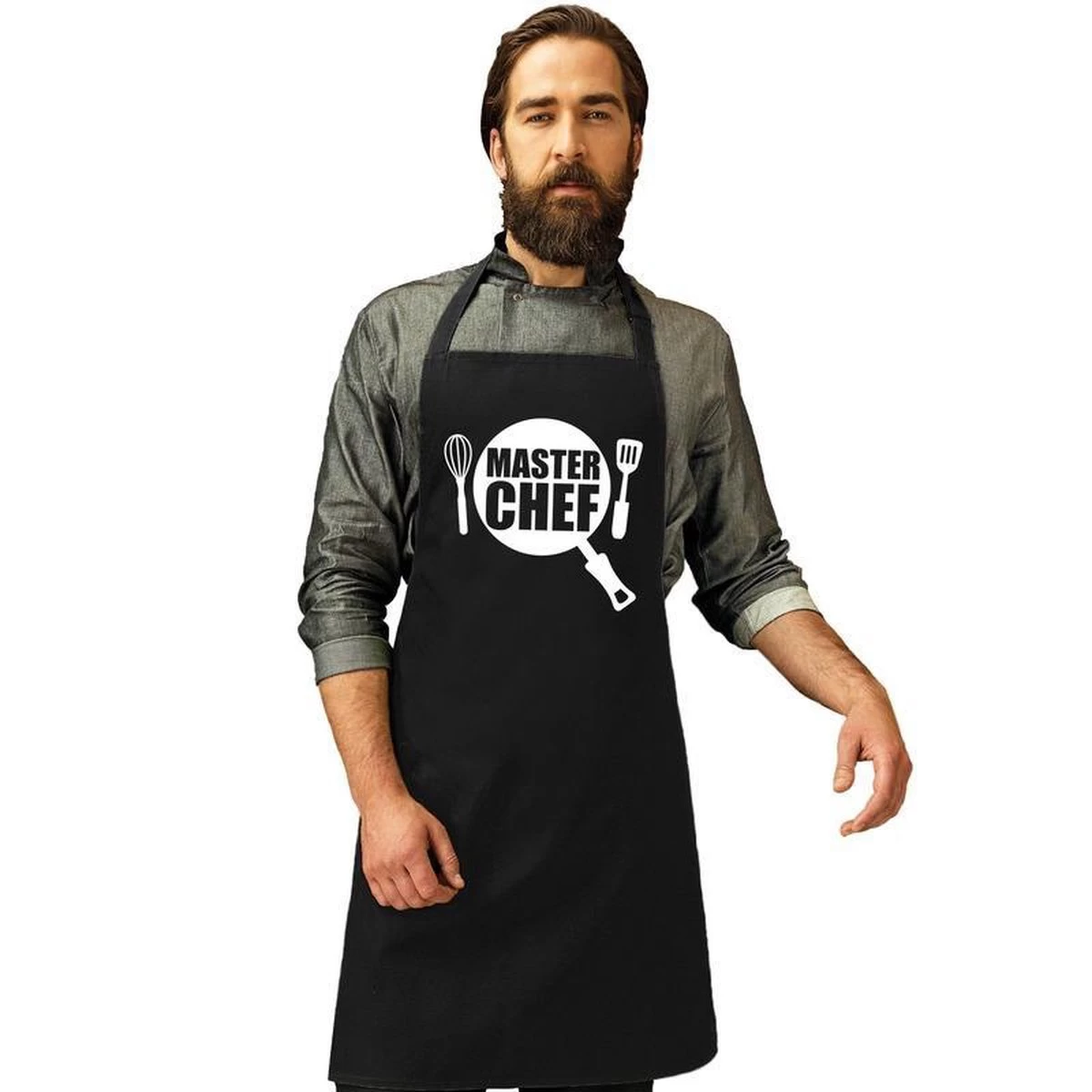 Tablier De Cuisine Master Chef Black Men Avec Toque De Chef / Chapeau De Cuisine Noir - Tenue De Chef / Outfit De Barbecue – Image 2