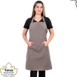 Tablier De Cuisine Pedra Master 60x80 Cm Beige Gris Tablier De Cuisine Avec Poches Tablier De Service De Restauration Pour Dames Tablier De Restaurant Pour Femme