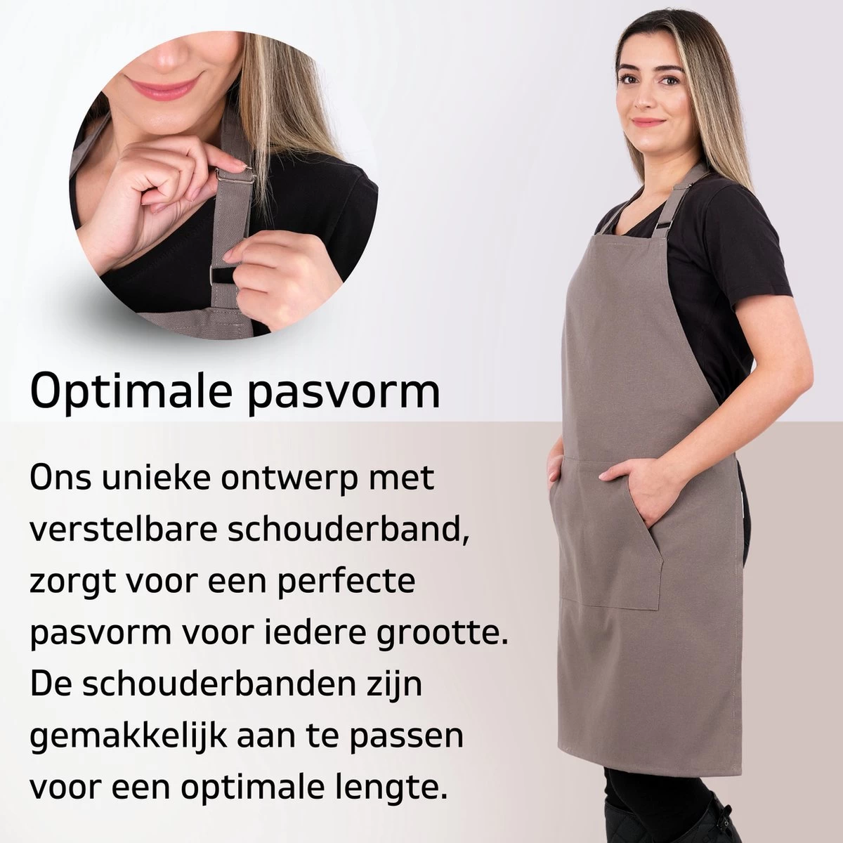Tablier De Cuisine Pedra Master 60x80 Cm Beige Gris Tablier De Cuisine Avec Poches Tablier De Service De Restauration Pour Dames Tablier De Restaurant Pour Femme – Image 4