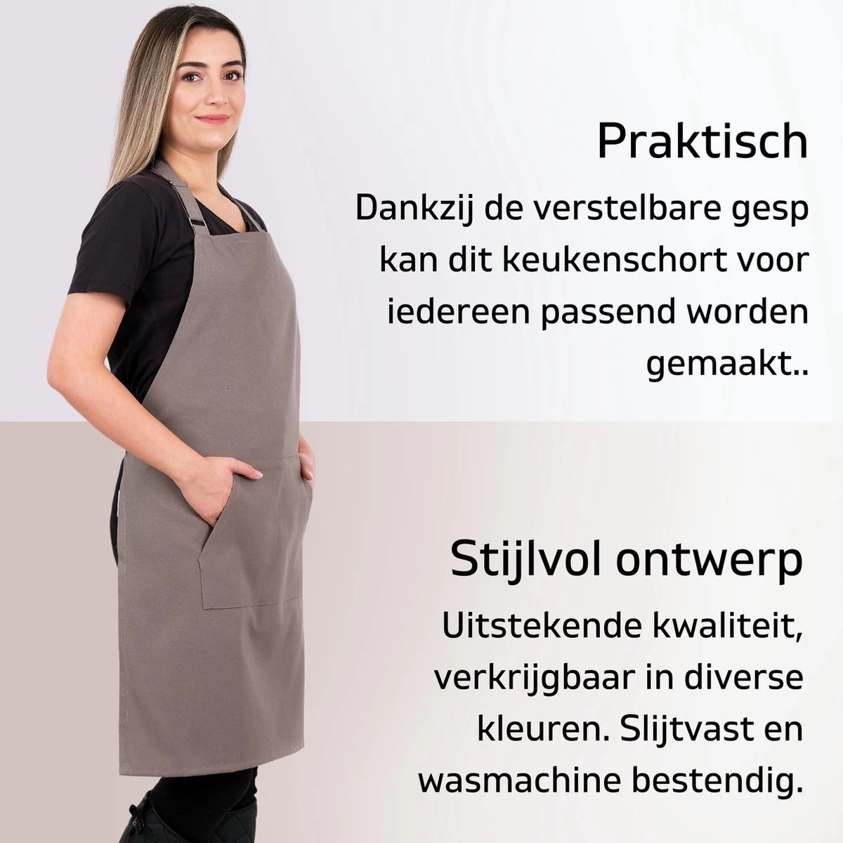 Tablier De Cuisine Pedra Master 60x80 Cm Beige Gris Tablier De Cuisine Avec Poches Tablier De Service De Restauration Pour Dames Tablier De Restaurant Pour Femme – Image 5