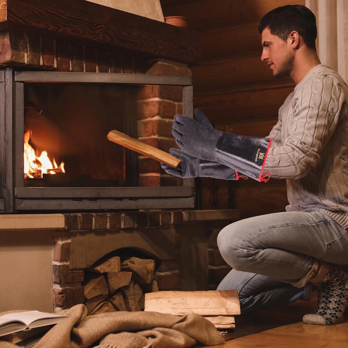 Gants De BBQ Résistants à La Chaleur Wowgoods Avec Pinces à Viande - Mitaines De Gants De Four Extra Longues Jusqu'à 500°C – Image 2