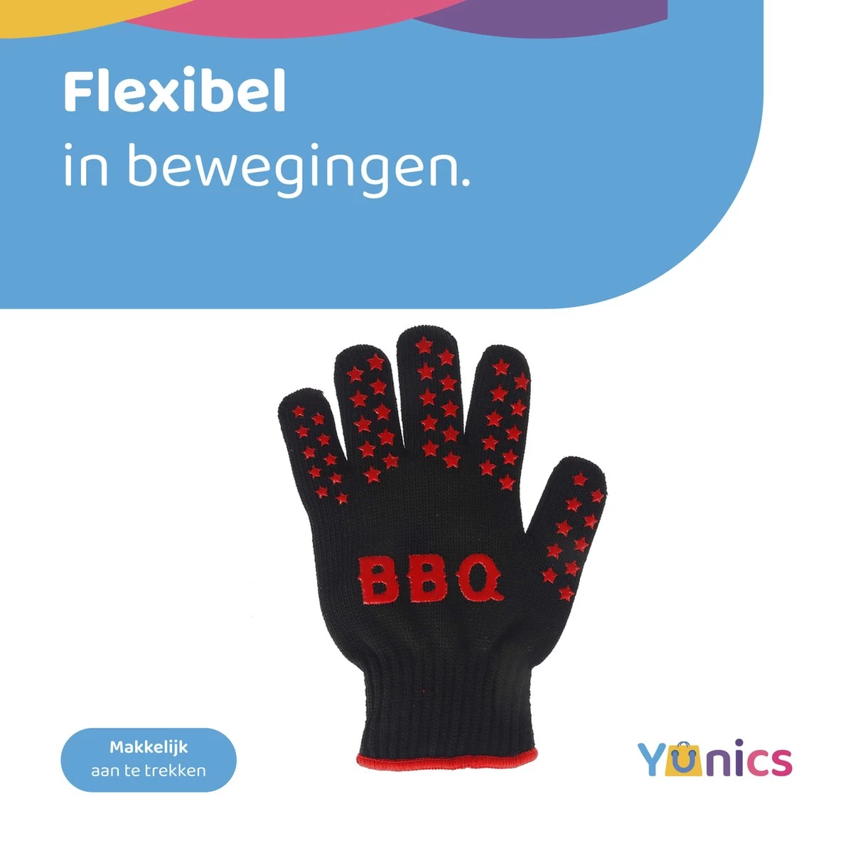 Gants BBQ YUNICS ® - Gants BBQ Résistant à La Chaleur - Accessoires BBQ - Rouge/ Zwart – Image 3