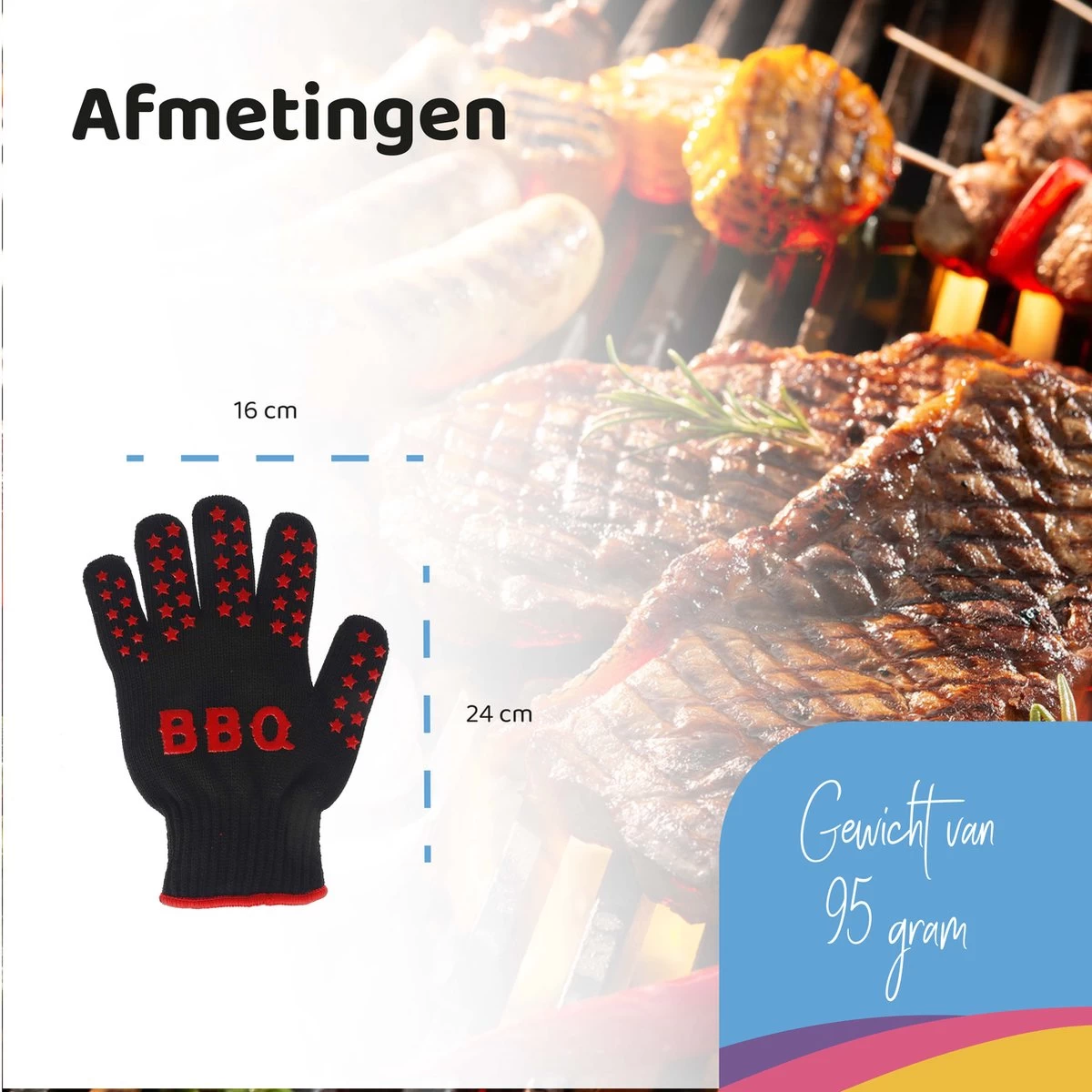 Gants BBQ YUNICS ® - Gants BBQ Résistant à La Chaleur - Accessoires BBQ - Rouge/ Zwart – Image 5