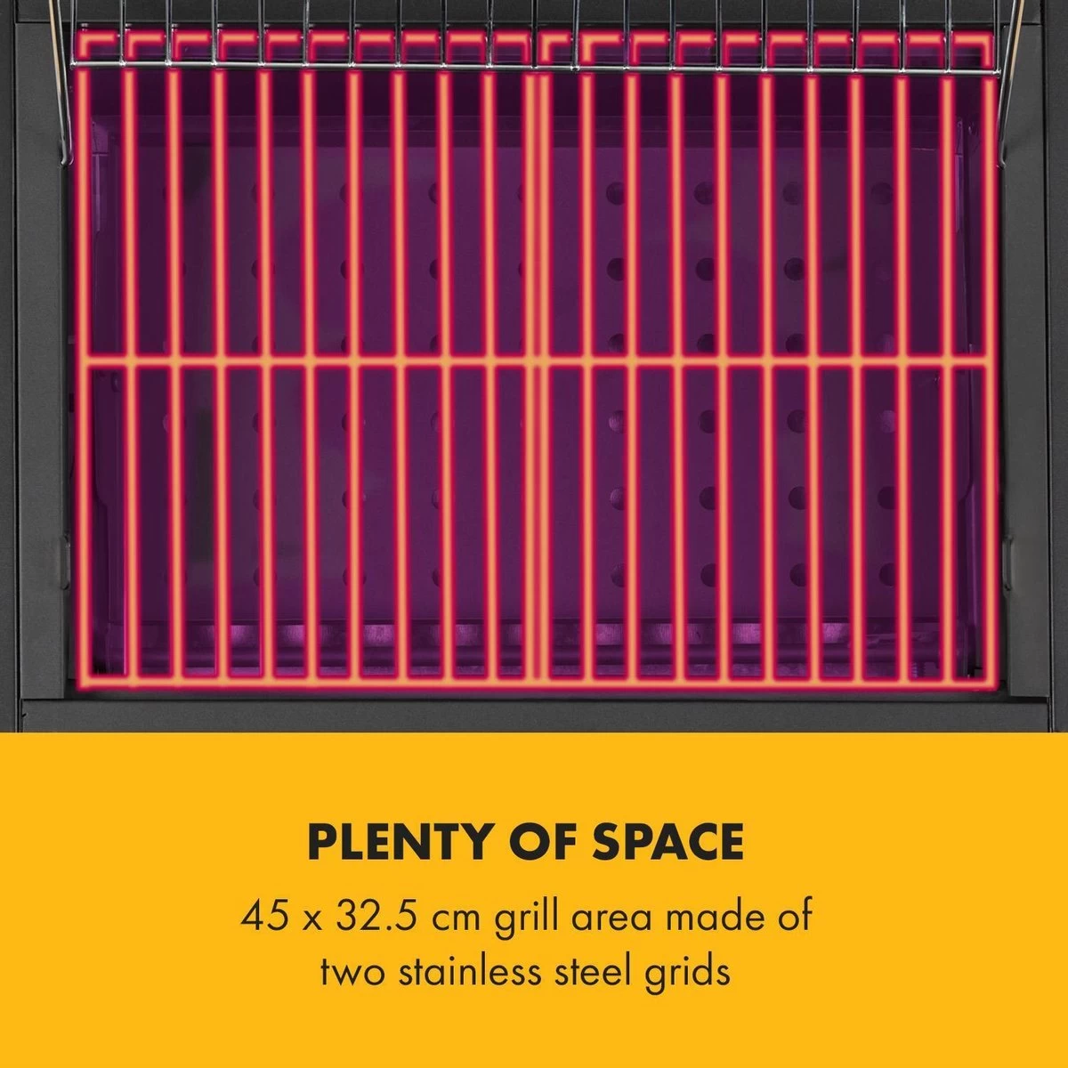 Klarstein à Charbon Klarstein Meat Machine 45 X 32,5 Cm, Thermomètre, Roues, Deux Tables D'appoint Pratiques En Bois De 25 X 19 Cm, Noir – Image 3
