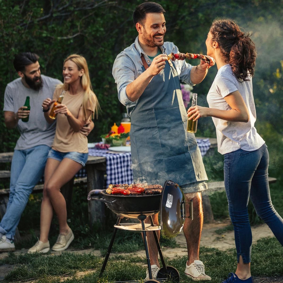 Barbecue AG Ø 46 Cm - Barbecues à Charbon - Barbecue Kogelbarbecue Incl. Thermomètre - Température Inoxydable - Barbecue Rond - Incl. Couvercle Et Roues - Barbecue Traditionnel - 7 Personnes - Grille De Ventilation Pour Régulation Oxygène - Zwart - – Image 11