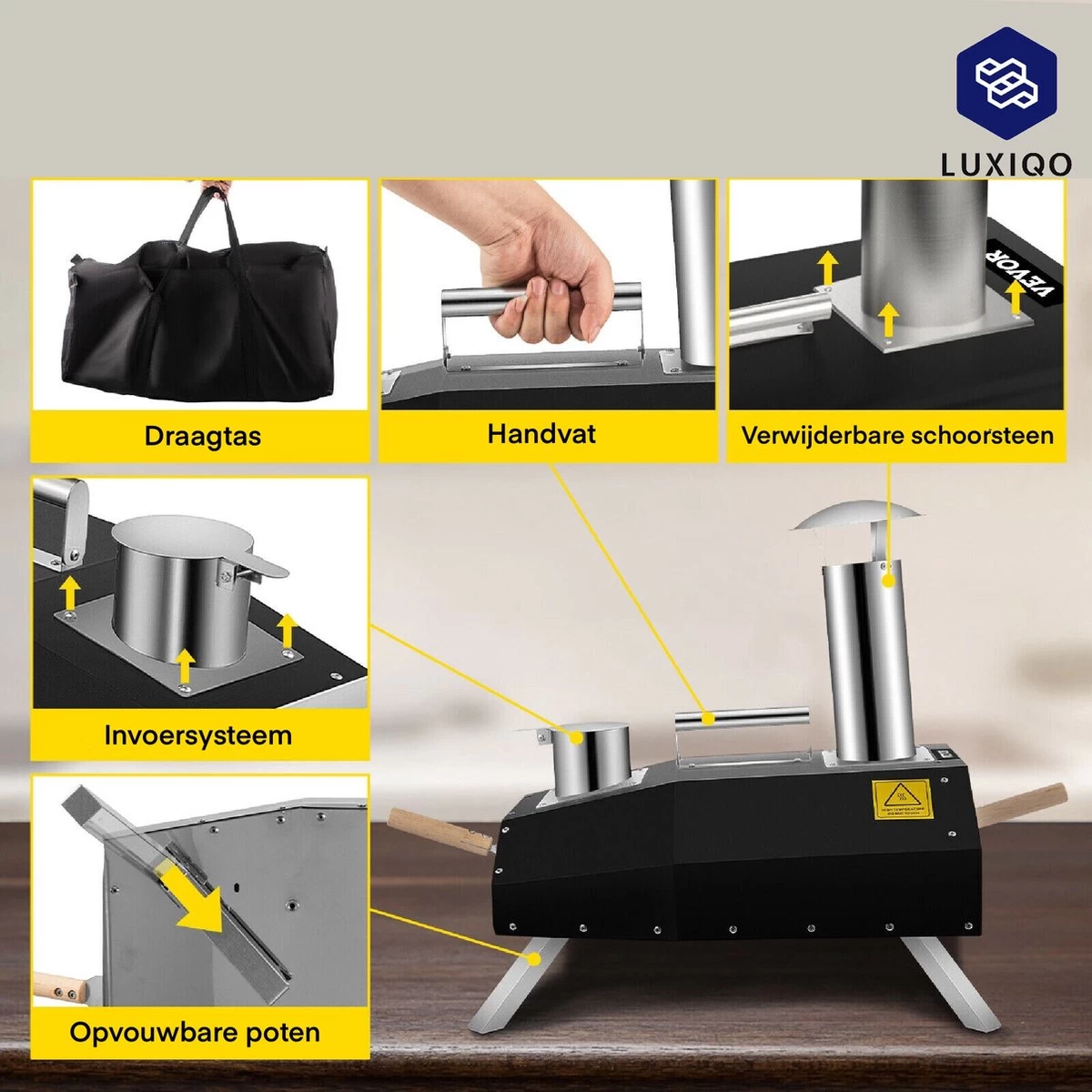 Four à Pizza Vevor® - Four à Pizza Professionnel - Cuisine D'extérieur - Pizza Gourmet - Barbecue - Acier Inoxydable - Jusqu'à 600°C - Avec Sac De Transport – Image 5