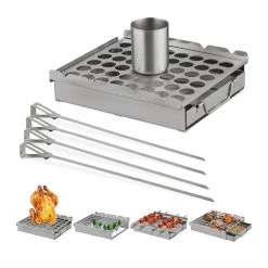 Relaxdays Accessoire Barbecue - Multifonctionnel - Plaque De Gril - Boîte à Fumée En Acier Inoxydable - Mini-gril