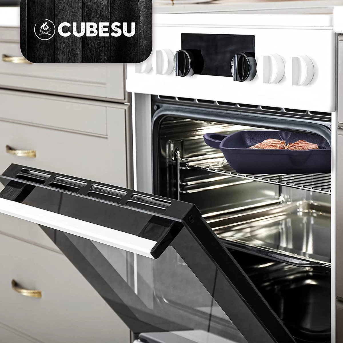 Poêle à Griller En Fonte Avec Protège Plat Et Manche Diamètre 31 Cm – Image 2