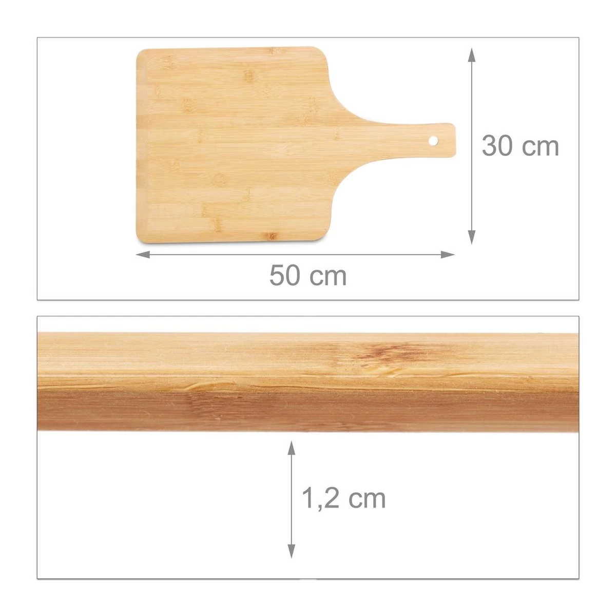 Pelle à Pizza Relaxdays XL Bambou - étagère à Pizza 50 Cm - Cuillère à Pain - Spatule à Pizza Manche Bois – Image 4