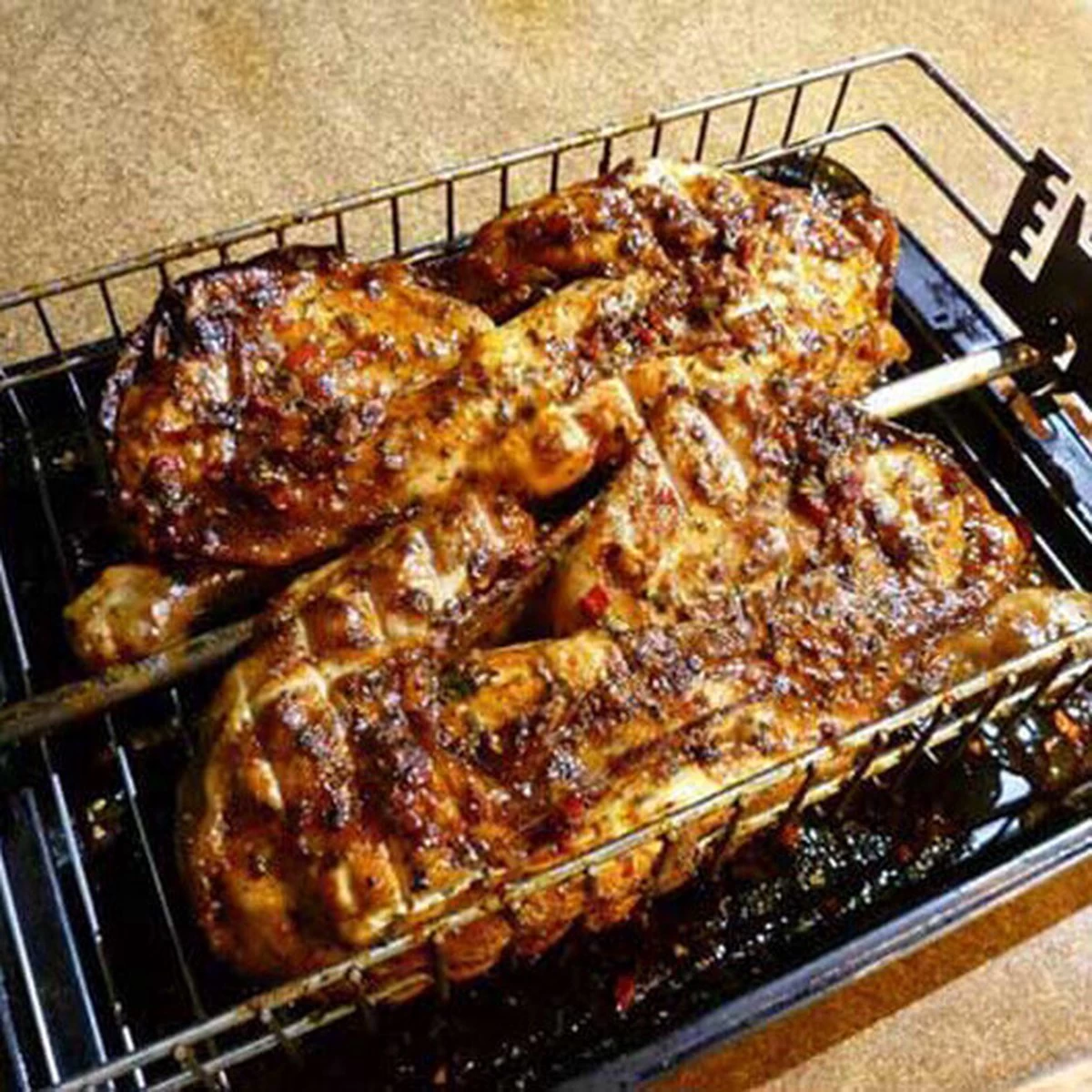 Panier à Gril Plat En Acier Inoxydable Auspit Pour Broche / Rôtisserie, Hauteur Réglable Sur 4 Niveaux – Image 5