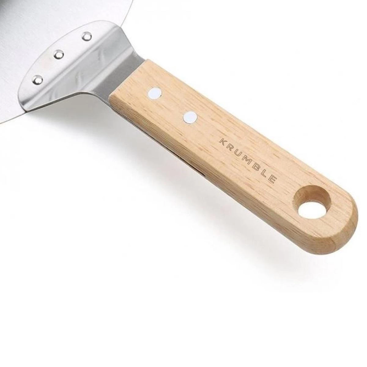 Krumble Pizzascoop - Rond En Acier Inoxydable - Pour Barbecue Ou Four - Pizzaspatch - Poignée En Bois - ø25,5cm De Diamètre – Image 3