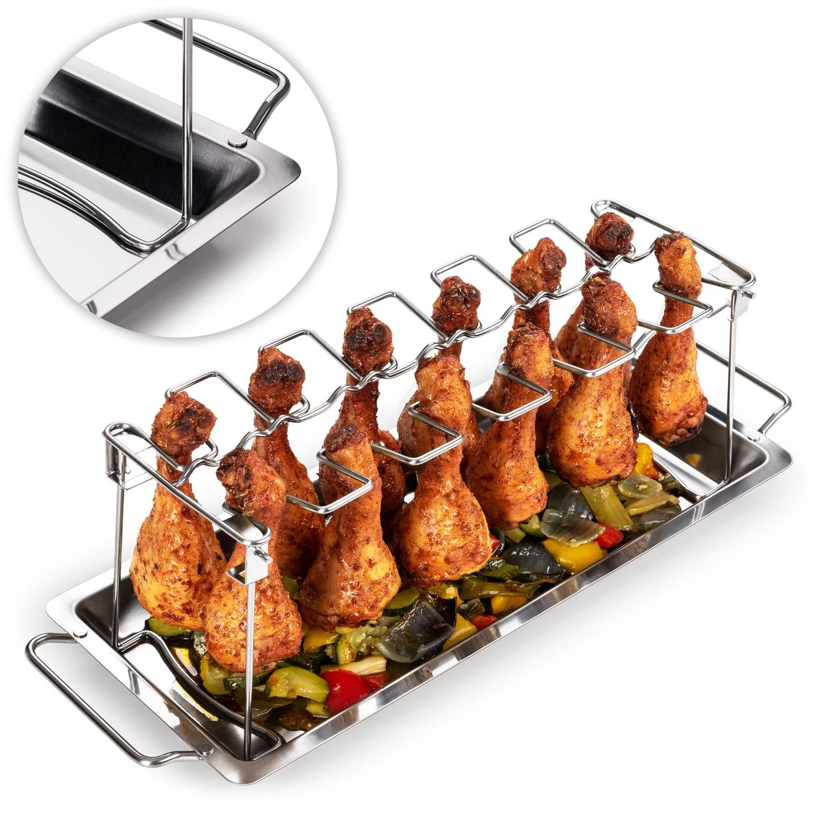 Grille De BBQ Blumtal - Grille De Cuisses De Poulet En Acier Inoxydable Robuste - Pour 12 Cuisses - Support De Grillade De Poulet - Passe Au Lave-vaisselle – Image 6
