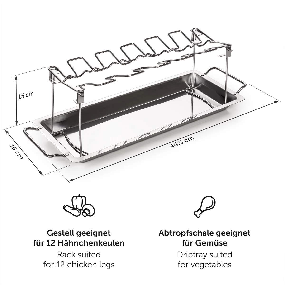 Grille De BBQ Blumtal - Grille De Cuisses De Poulet En Acier Inoxydable Robuste - Pour 12 Cuisses - Support De Grillade De Poulet - Passe Au Lave-vaisselle – Image 7