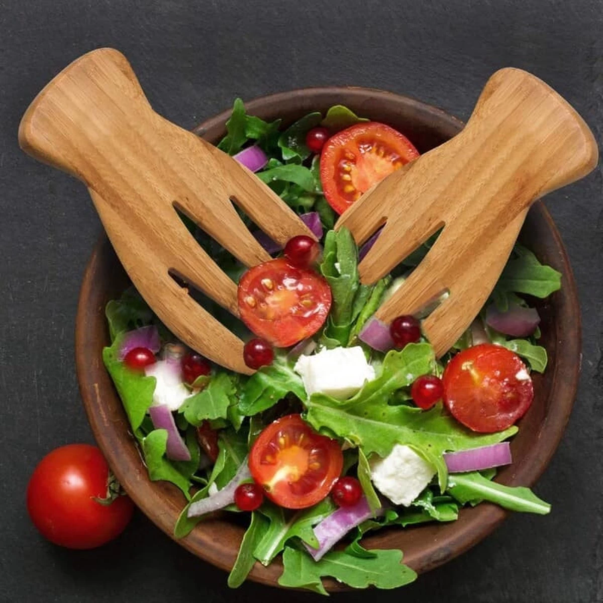 Sans Marque-mains De Service à Salade-mains De Service En Bambou-serviettes à Salade Tang – Image 4