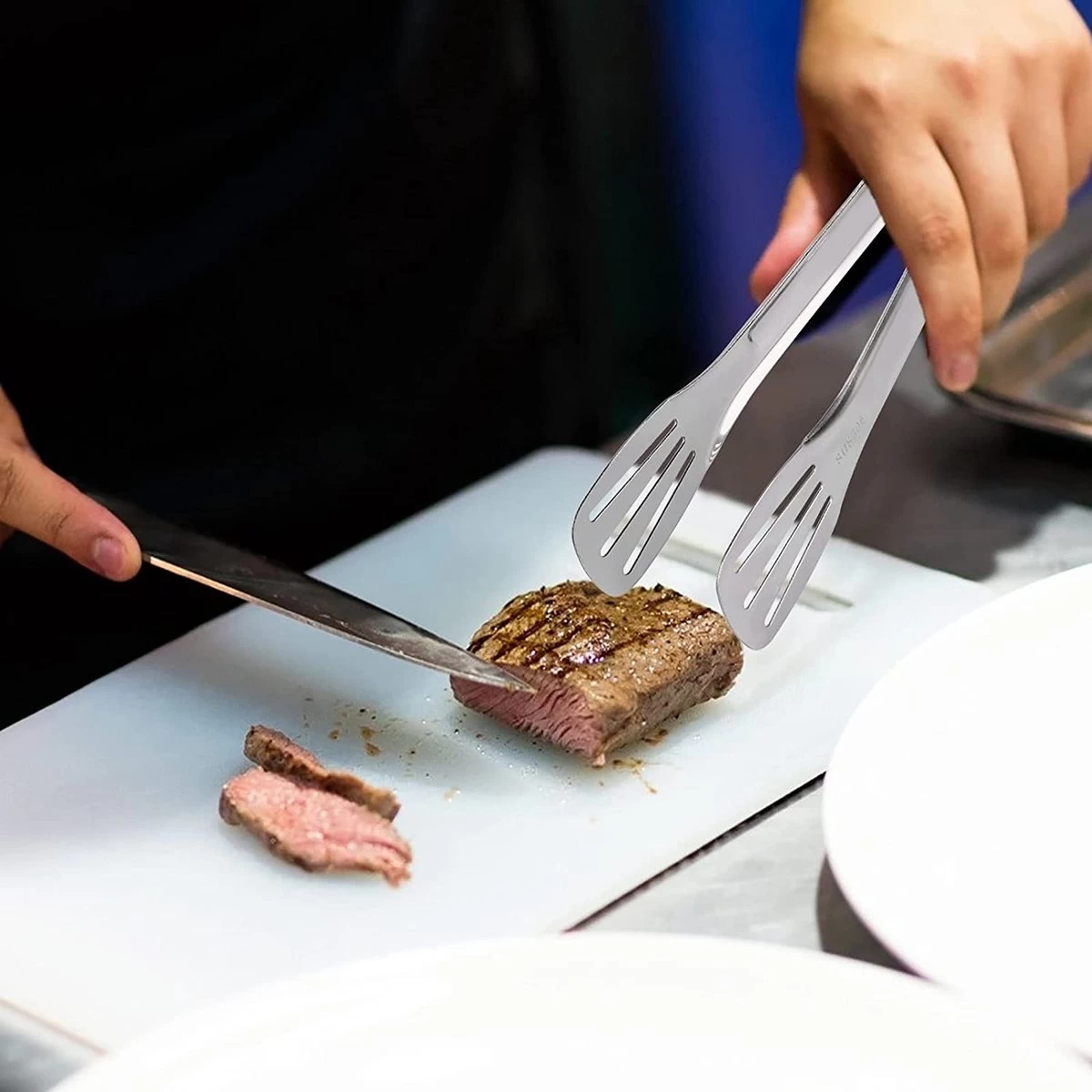Pince De Cuisine En Acier Set De 3 Ustensiles De Cuisine Pince De Service Pour Salade, Barbecue, Buffet, Cuisson, Pâtisserie Et Grillades, Longueur 24 Cm, Argent – Image 5