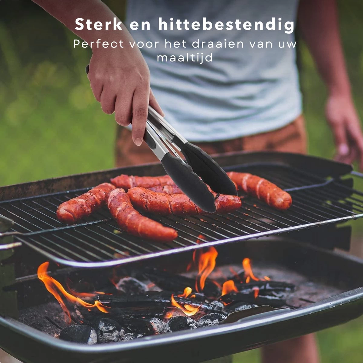 Pinces De Cuisine En Acier Inoxydable Cheqo® - Pinces à BBQ - Spatule - Pinces à Barbecue - Pinces à Viande - Pinces De Service - Pinces à Barbecue - 30cm – Image 2