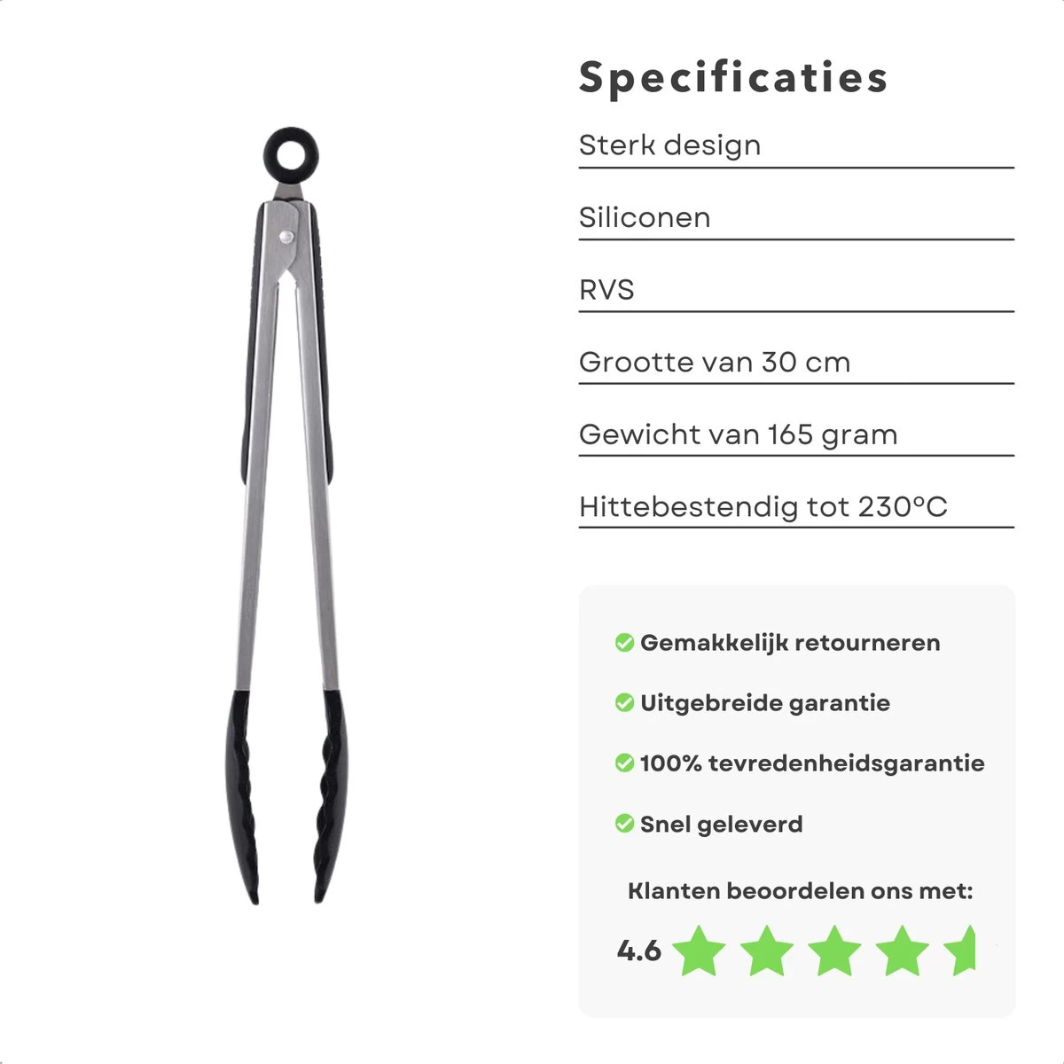 Pinces De Cuisine En Acier Inoxydable Cheqo® - Pinces à BBQ - Spatule - Pinces à Barbecue - Pinces à Viande - Pinces De Service - Pinces à Barbecue - 30cm – Image 4