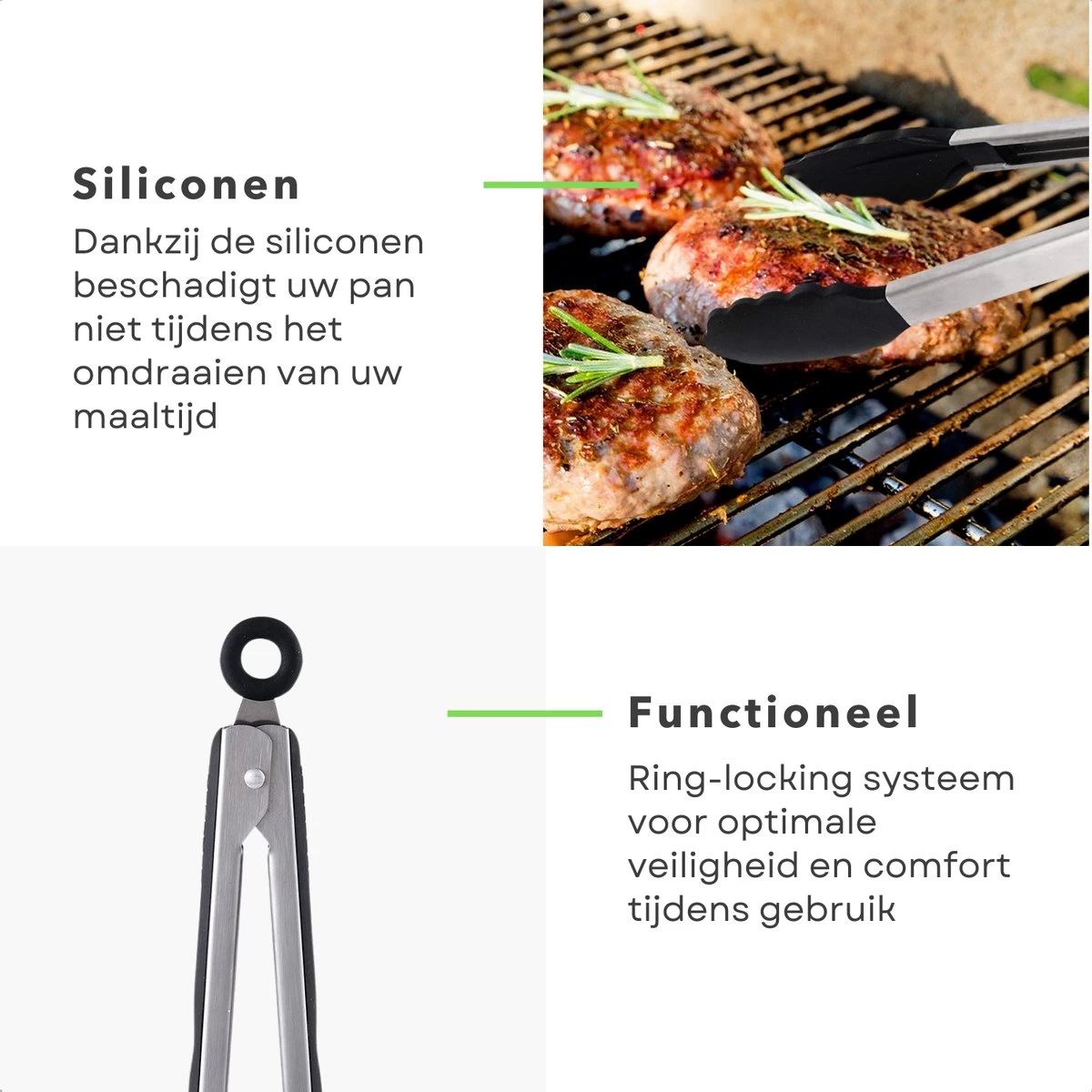Pinces De Cuisine En Acier Inoxydable Cheqo® - Pinces à BBQ - Spatule - Pinces à Barbecue - Pinces à Viande - Pinces De Service - Pinces à Barbecue - 30cm – Image 5