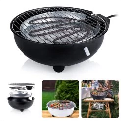 Barbecue Électrique Cheqo® - BBQ Électrique - Barbecue Électrique - Surface De Cuisson ø32cm - Wit Ou Zwart