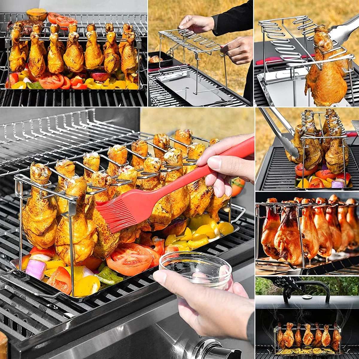 Doodadeals® | Poussin Grillé De Premium Supérieure | ACIER INOXYDABLE | Pour 12 Pilons De Kip | Marinade Et Plat De Service – Image 6