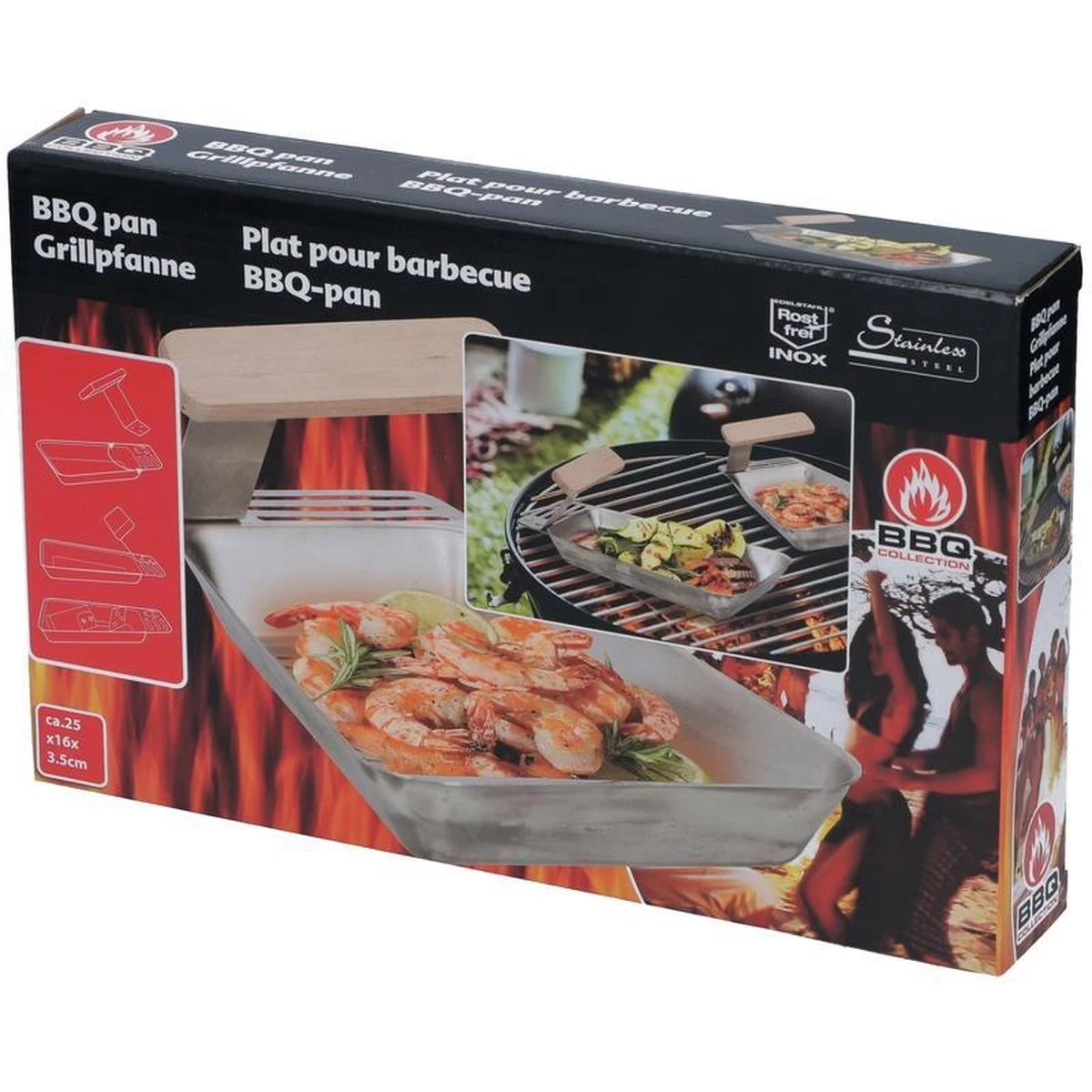 Poêle à Griller En Acier Inoxydable 25 X 16 Cm - Poêles à Barbecue - Accessoires Barbecue / Ustensiles De Cuisine – Image 2