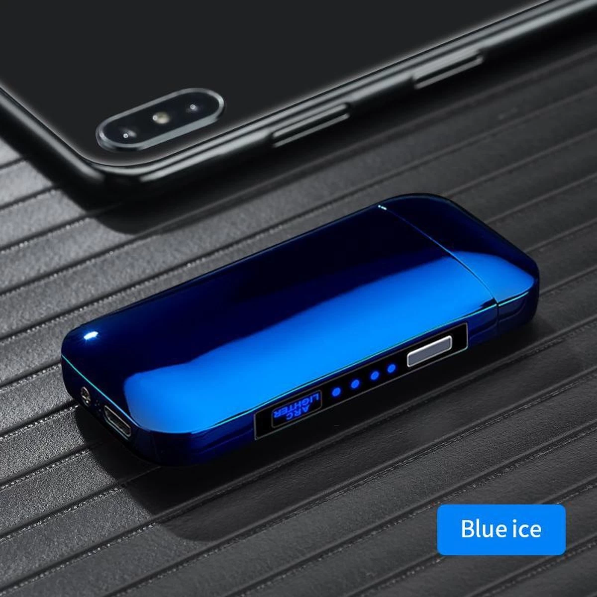 Briquet électrique K&L | Briquet Rechargeable USB | Résistant Au Vent Et Aux Tempêtes | Briquet (bleu) – Image 3