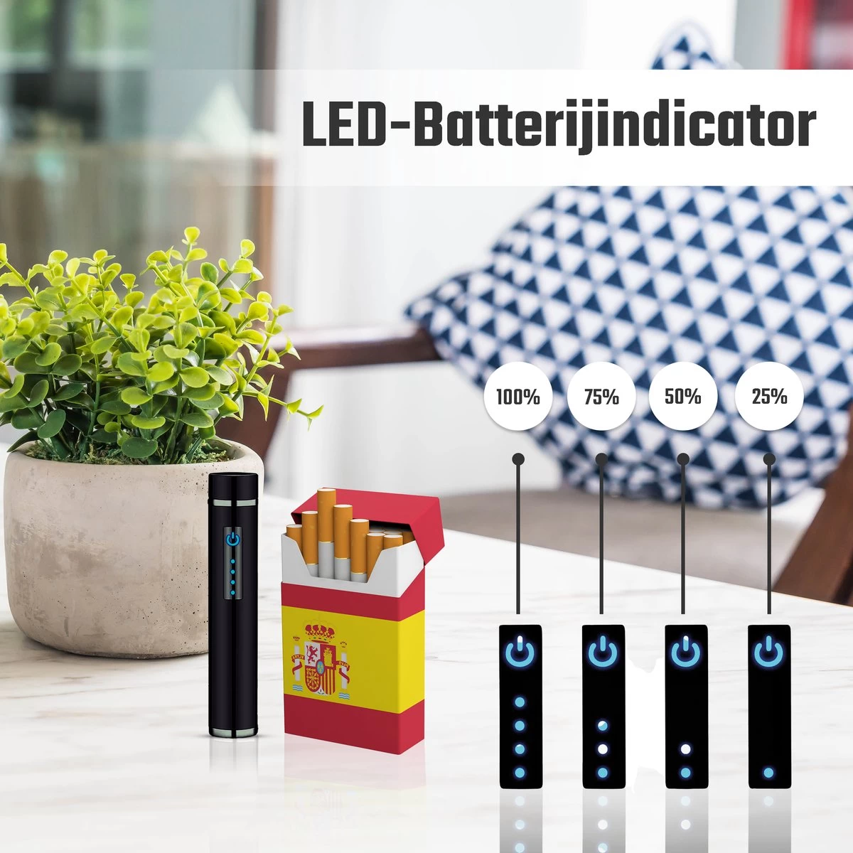 Briquet électronique - Plasma USB - Briquet Storm - Taille Compacte - Rechargeable - Couleur Or – Image 6