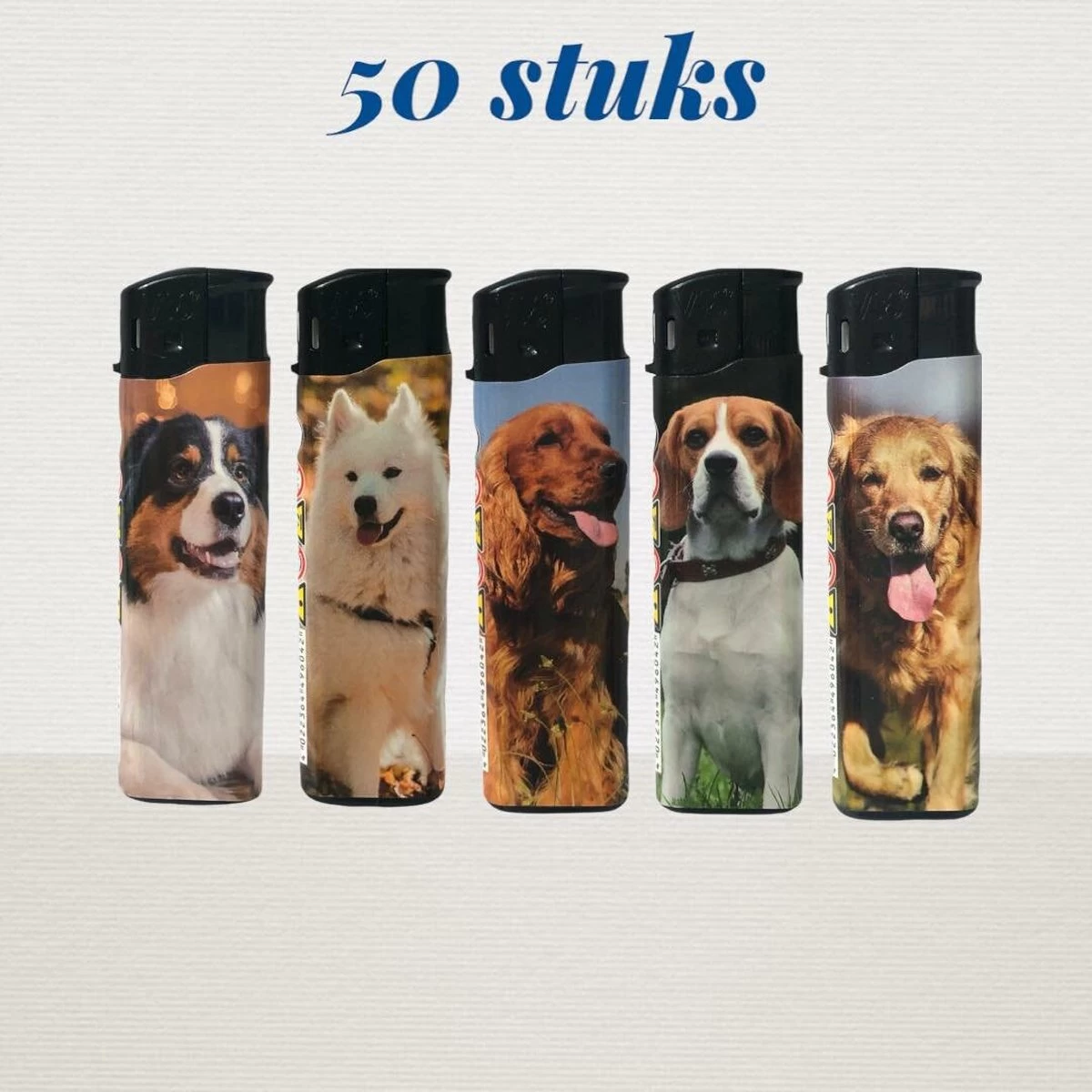 100x Briquets Rechargeables - Unilite - Briquet Clic De Haute Qualité - Imprimé Chien/chiot - Avec 2x Bouteilles De Gaz – Image 5