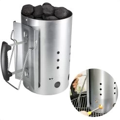 Cheqo® Luxe Briquette Starter - BBQ Quick Starter - Starter Charcoal - Heat Shield - Ø19cm - Hauteur 30.5cm