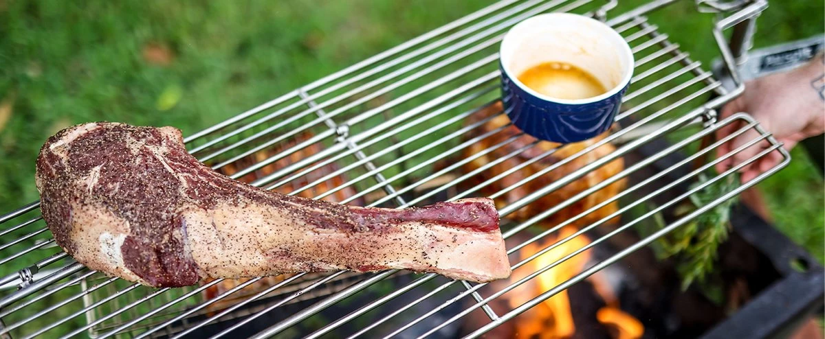 Grille De Grill Pliante En Acier Inoxydable Auspit 680 Mm X 330 Mm Avec Pince – Image 6