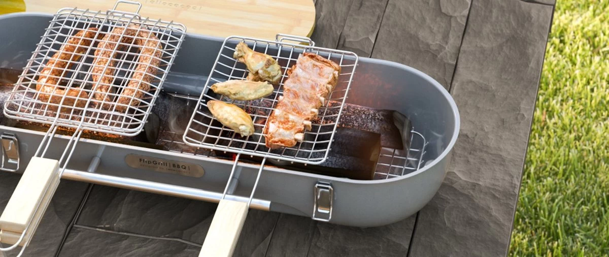 Barbecue Designnest Flip Grill BBQ Facile à Transporter Avec Grilles Rotatives Et Planche à Découper Intégrée – Image 9