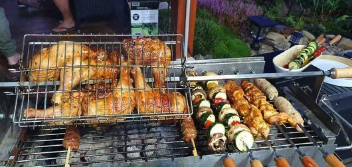 Panier à Gril Plat En Acier Inoxydable Auspit Pour Broche / Rôtisserie, Hauteur Réglable Sur 4 Niveaux – Image 2