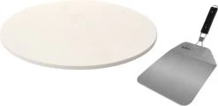 BBQ/ Four Pierre à Pizza Ronde En Céramique 33 Cm Avec Poignées Et Coupe-pizza - Avec Pelle à Pizza Pliante En Acier Inoxydable 25 Cm - Pierre à Pizza