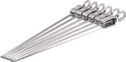 Brochettes De Gril En Acier Inoxydable, Brochettes De Shashlik Robustes Avec Gâchette, 6 X Longues Brochettes