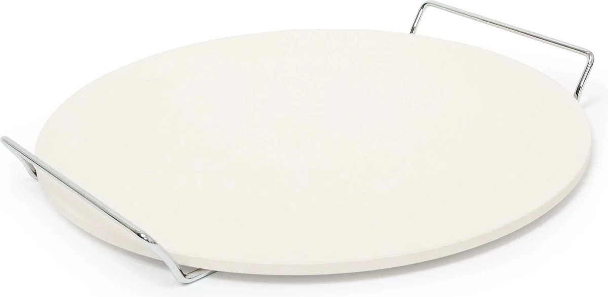 Pierre à Pizza Avec Support En Métal - Brique à Pizza - Pierre à Pizza - Assiette à Pizza - Cordiérite Ø 33 Cm