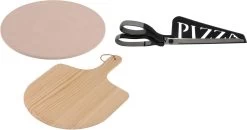 Set De Cuisson à Pizza Pierre à Pizza 33 Cm Avec Pelle En Bois - Avec Ciseaux à Pizza Noirs 30 Cm - BBQ/ Four