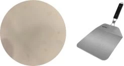 Pierre à Pizza En Céramique Pour Le Barbecue 36 Cm - Avec Pelle à Pizza En Acier Inoxydable Pliante 25 Cm - Pierre à Pizza Pour BBQ/ Four