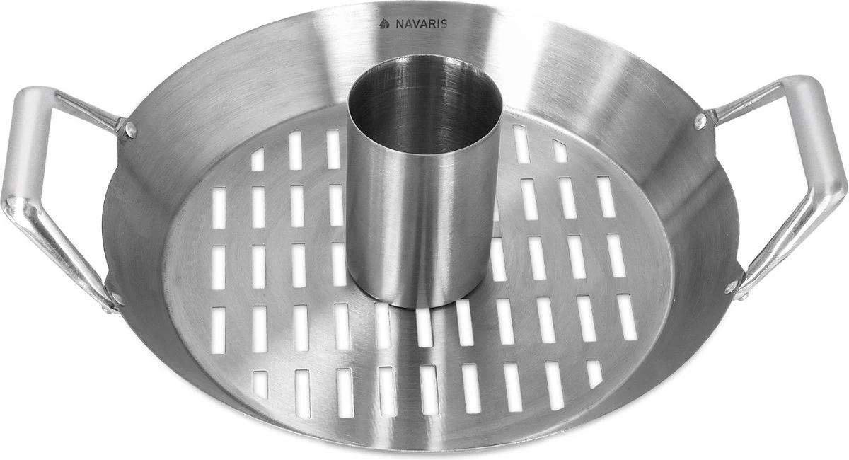 Grille à Rôtir Poulet Navaris Pour BBQ - Grille à Poulet En Acier Inoxydable - Grille Avec égouttoir D'un Diamètre De 30,5 Cm - Rôtissage De Poulet Debout – Image 3