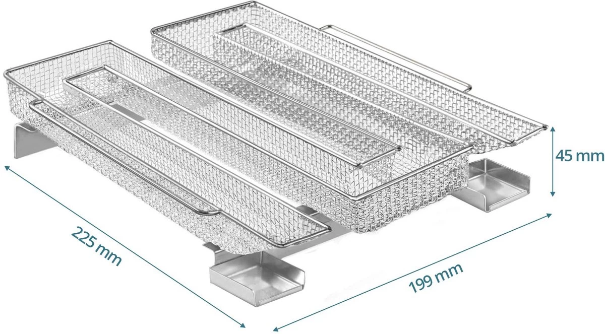Générateur De Fumée Froide Pour Barbecue - Fumoir Inox En Forme De M - 190 X 225 X 45 Mm - Maille 2 Mm - Fumoir Barbecue Pour 5 à 20 Heures De Fumage - Plus: Crochet Jupe & Farine à Fumée – Image 5