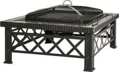 Outsunny 3-en-1 Brasero Brasero Avec Grille De Protection Contre Les étincelles Barbecue De Jardin Noir 842-170